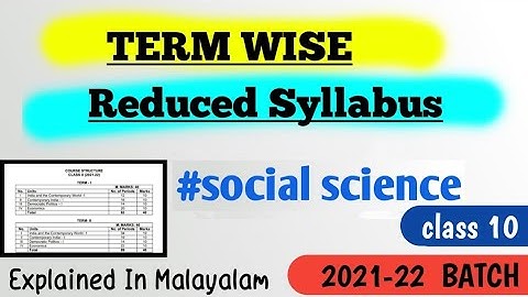 CBSE class 10 2021-22 | Term wise reduced Syllabus | SOCIAL SCIENCE | In Malayalam
