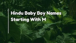 Hindu Baby Boy Names Starting With M