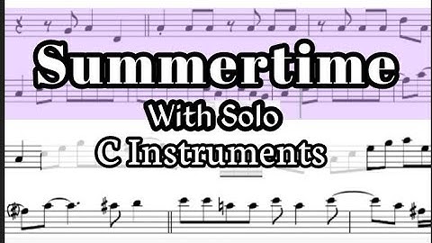 Summertime with solo Flute Violin Sheet Music Backing Track Play Along Partitura