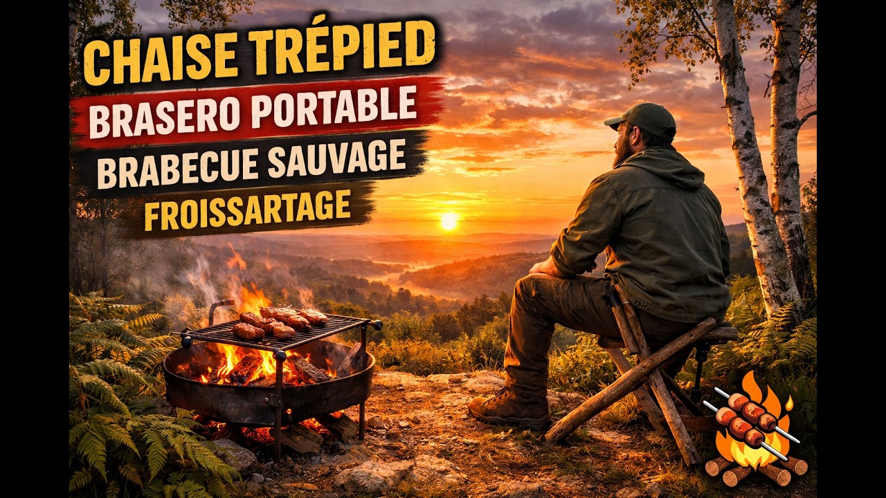 Bushcraft / Barbecue Sauvage / Brasero Portable / Froissartage / Coucher De Soleil / Matos Titane