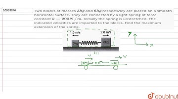 Two blocks of masses `3kg` and `6kg` respectivley are placed on a smooth horizontal surface.