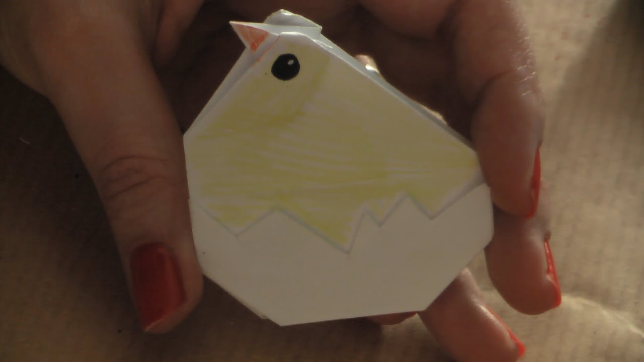 Origami Küken In Schale Ostern Karte Basteln Ei Huhn Hühnchen Diy