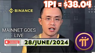 Big News 💥 Pi Network Mainnet Goes live on 28 June 24 & Binance Listed 😱1Pi = $38.04 🤑🎉 #bitcoin #pi