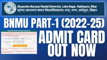 BNMU Part 1 Admit Card 2022-25 | BNMU Part 1 Admit Card 2023 | BNMU BA Part 1 Admit Card Download