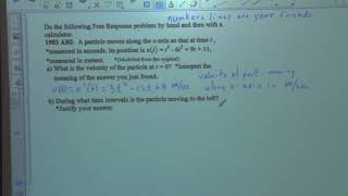 Calculus Class 10/29/20 Position, Velocity, Speed, Particle Motion Analysis