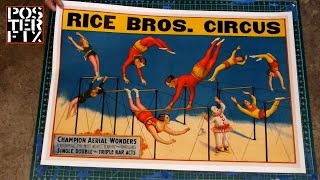 Collection of Ten Vintage Circus Posters after Linen backing & restoration