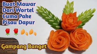 HIASAN TUMPENG, BUNGA MAWAR DARI WORTEL//HOW TO MAKE CARROT ROSE GARNISH