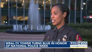 WRAL tower turns blue as National Police Week continues