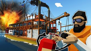 BOILER EXPLOSION & FIRE ON A PADDLEBOAT! - Stormworks Multiplayer Sinking Ship Survival
