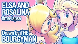 Time-lapse Drawing: Elsa & Rosalina (Elsalina)