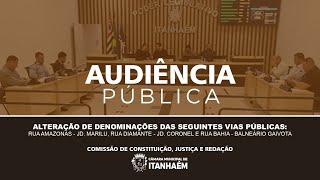 Audiência Pública Alteração de Denominações de Vias Públicas - TV CÂMARA
