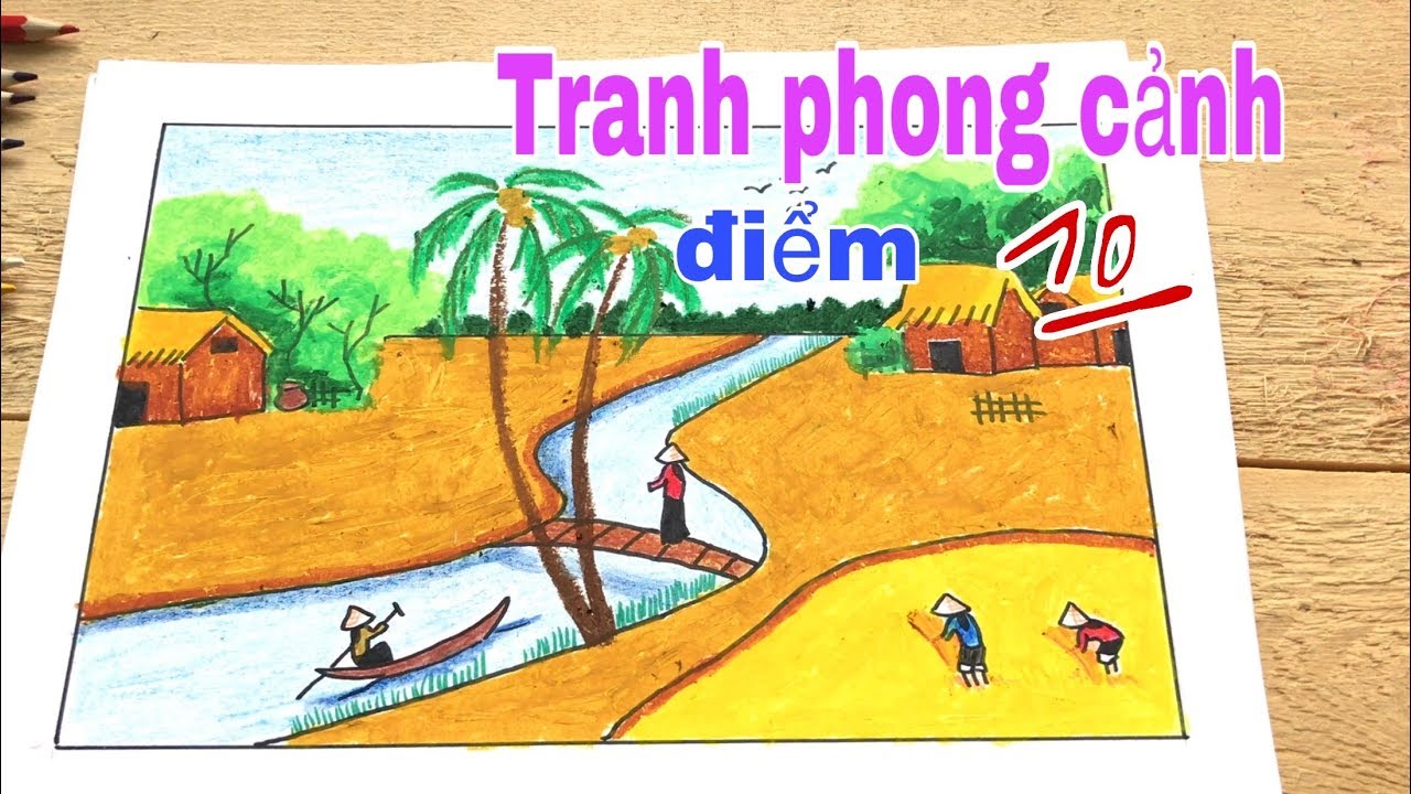 Cách vẽ tranh phong cảnh cực đơn giản | How to draw landscape very easy -  YouTube