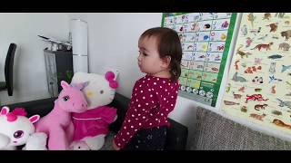 German abc wall with audio review with mama and Isabella