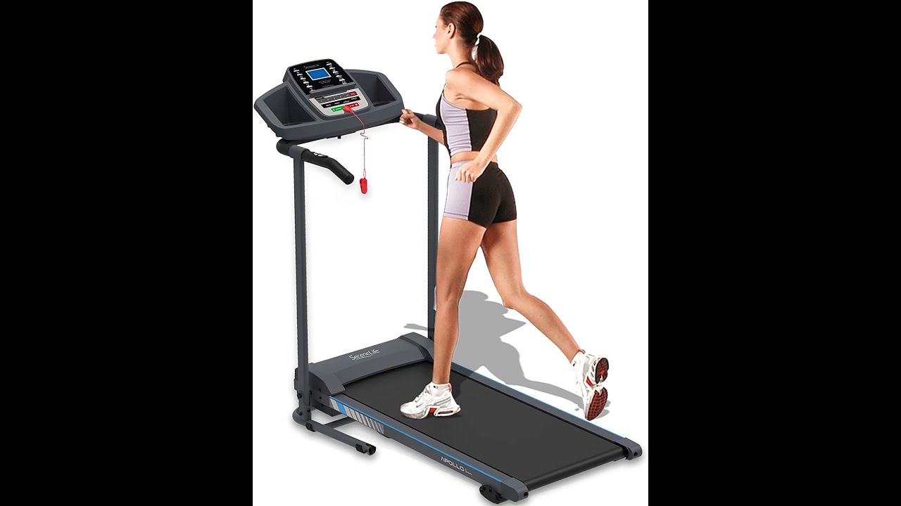 SereneLife Folding Treadmill - Foldable Home Fitness Equipment with LCD for Walking & Running