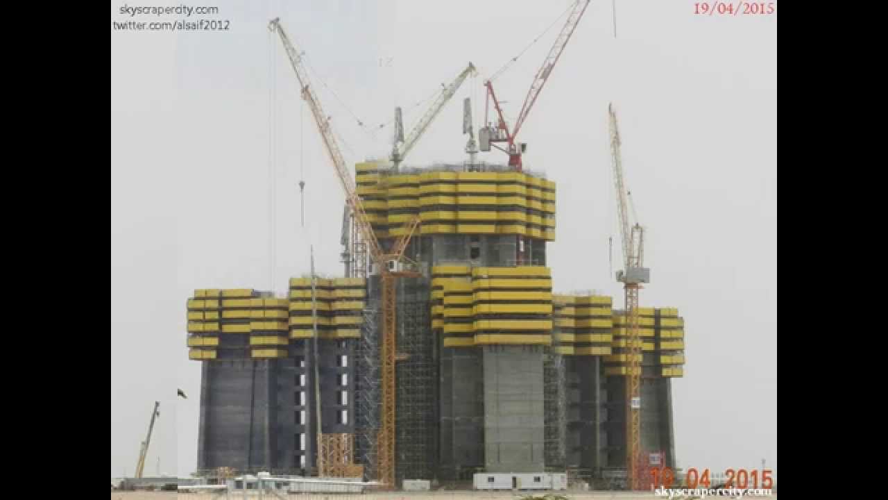 مراحل إنشاء مشروع برج المملكة بجدة 05 05 2015 Kingdom Tower Jeddah 1000m Youtube
