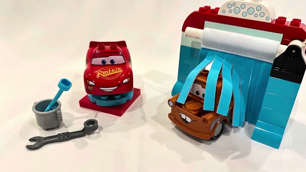 Lego Duplo Pixar Cars Lightning McQueen & Mater’s Car Wash Fun Fact 10996 || Build & Play!