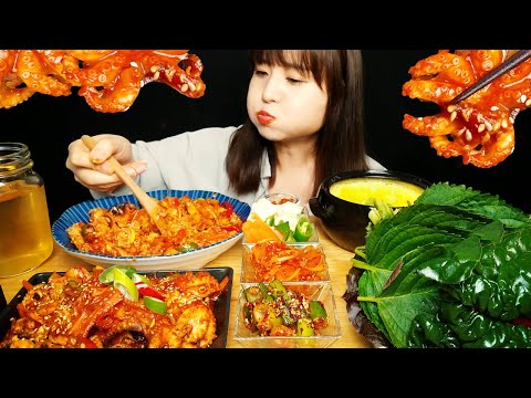 ASMR SPICY OCTOPUS COOKING & EATING (EATING SOUNDS)  SEAFOOD MUKBANG | bokyoung ASMR 봄주꾸미 요리해서 먹기~