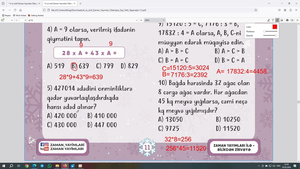 4 cü sinif Zaman yayımları 