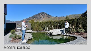 Modern Koi Blog #5193 - Mathias's really chic koi pond with very special solitary stones