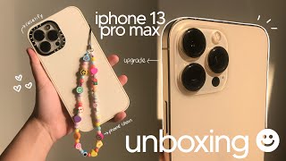 NEW  iphone 13 pro max unboxing (gold, 128 gb) | aesthetic, asmr | camera test - ultra wide lens☁️