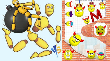 DRAW TO SMASH 🆚  Ragdoll Kick and Break(help me) Funny levels Gameplay iOS #ragdollbreak #hideball