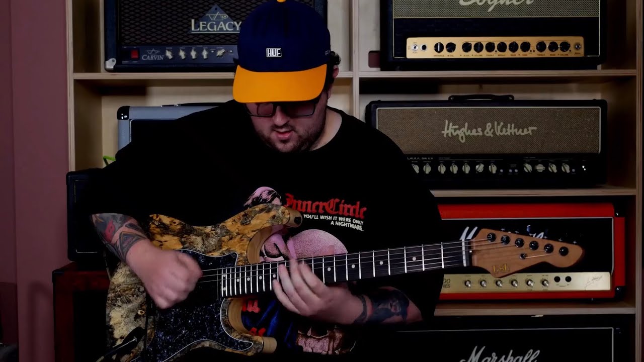 Alex Coombes Demos His Buckeye Burl Saticoy 24 Fret!