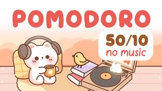 Pomodoro 50/10 🐱 Deep Work | 2 Hour Focus timer no music