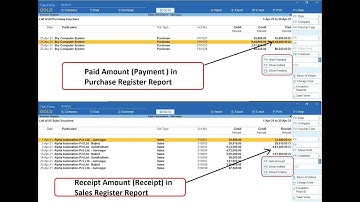 Tally AddOn: Show Receipt in Sales Register and Payment in Purchase Register in TallyPrime software.