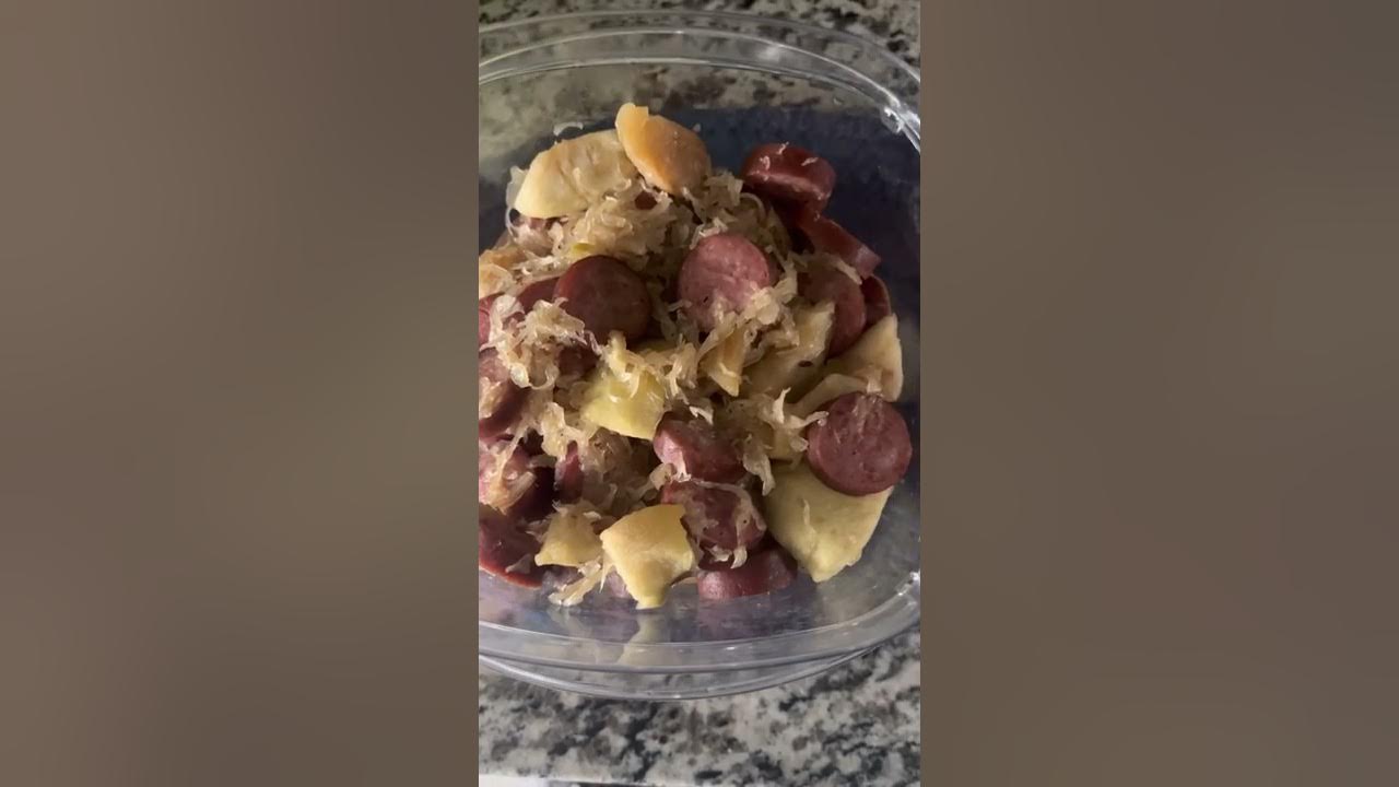 Polish Kielbasa Sausage With Apples and Sauerkraut kielbasasausage 