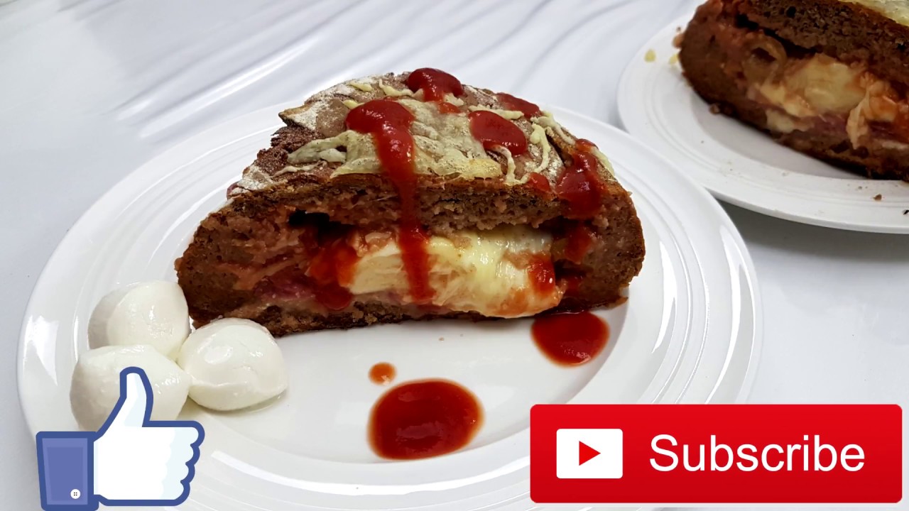 PIZZA-BROT gefüllt mit Käse &amp; Salami - Rezept - YouTube