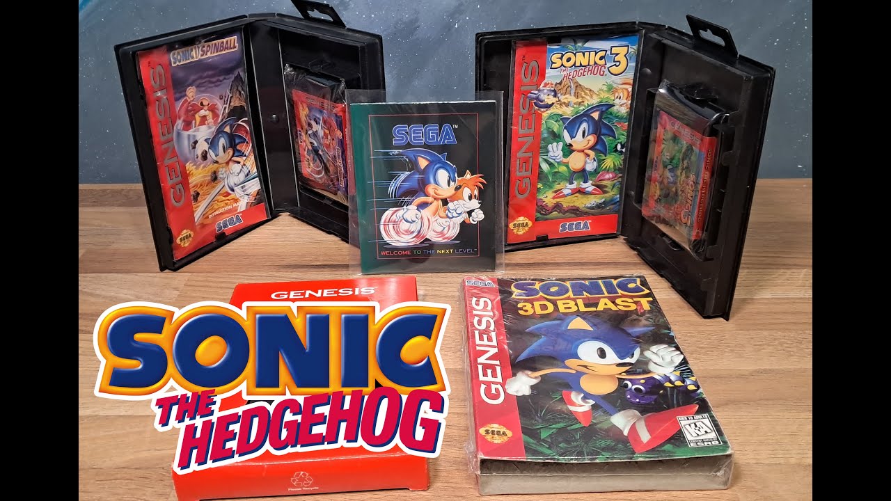 Sonic 3, Sonic 3D Blast, Sonic Spinball - SEGA GENESIS Complete in Boxes.