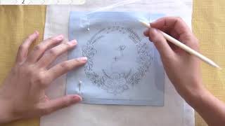 図案の写し方/ How to transfer embroidery designs on fabric (Embroidery carbon paper)