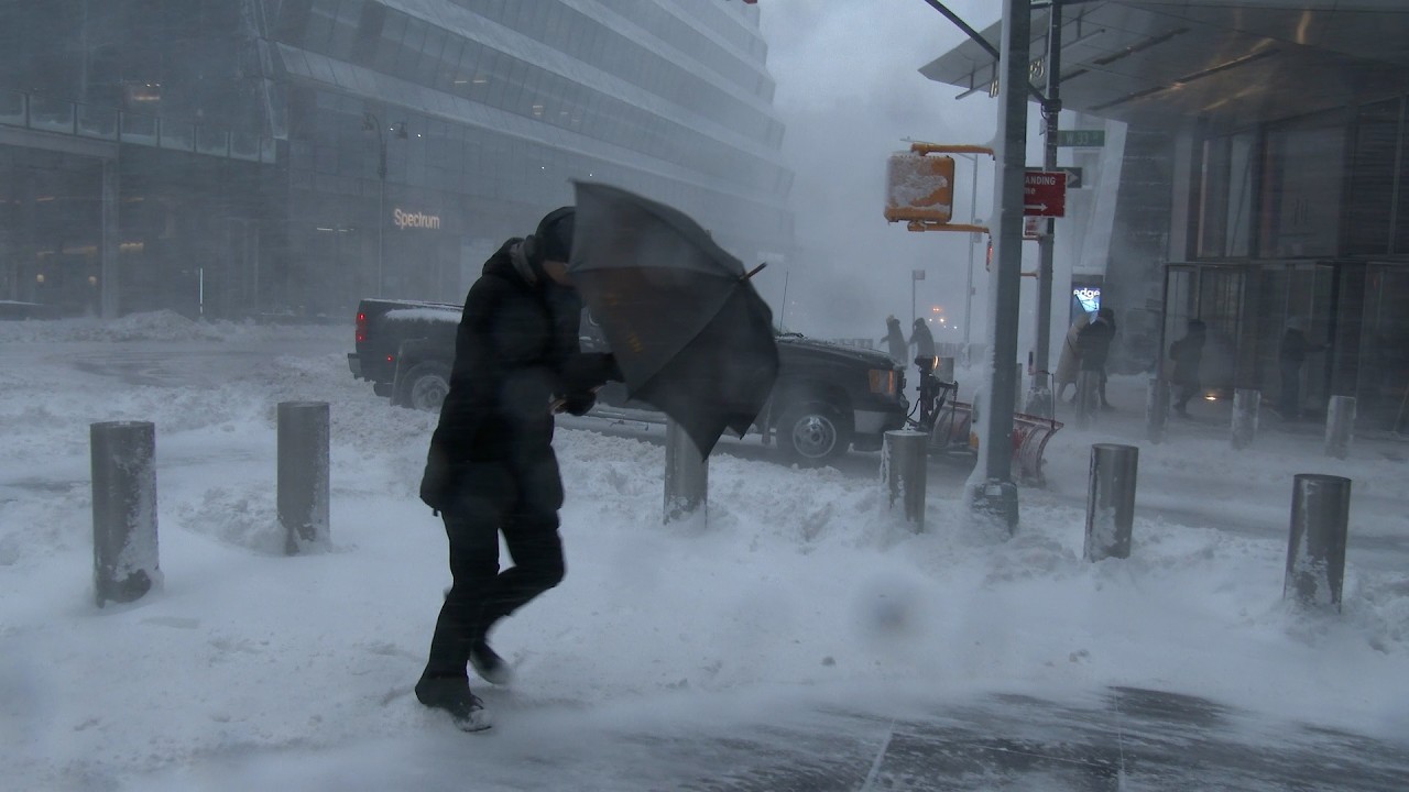 Historic Blizzard Hits New York City, Hudson Yards And 34th Street Area