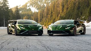 Two Lamborghini Sto Verde Ermes Mountain Drive 4K