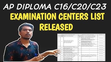 AP DIPLOMA C16/C20/C23 OCT/NOV LIST OF EXAMINATION CENTERS NOTIFICATION RELEASED