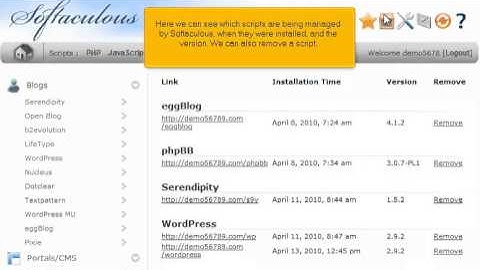 How to list all scripts that have been installed by Softaculous