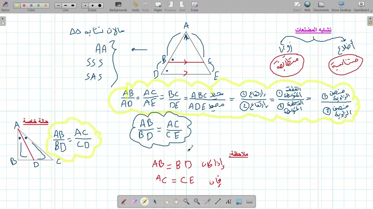 مراجعة باب التشابه - الصف الأول الثانوي - الفصل الدراسي الثاني 1447هـ