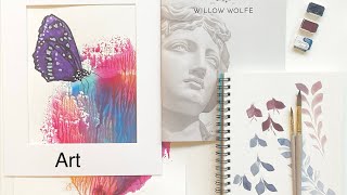Watercolour play with my new Willow Wolfe brushes.