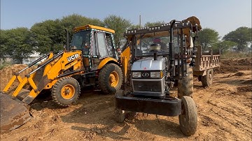 Jcb 3dx Backhoe Lodear Miti Loding Trolley Eicher 485 Tractor Trolley Jcb Tractor Video Jcb Cartoon 