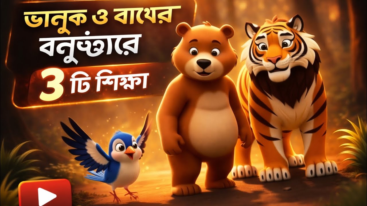 🎬3D CARTOON ANIMALS STORY🐯🐻🐦|| বাংলা কার্টুন স্টরি||