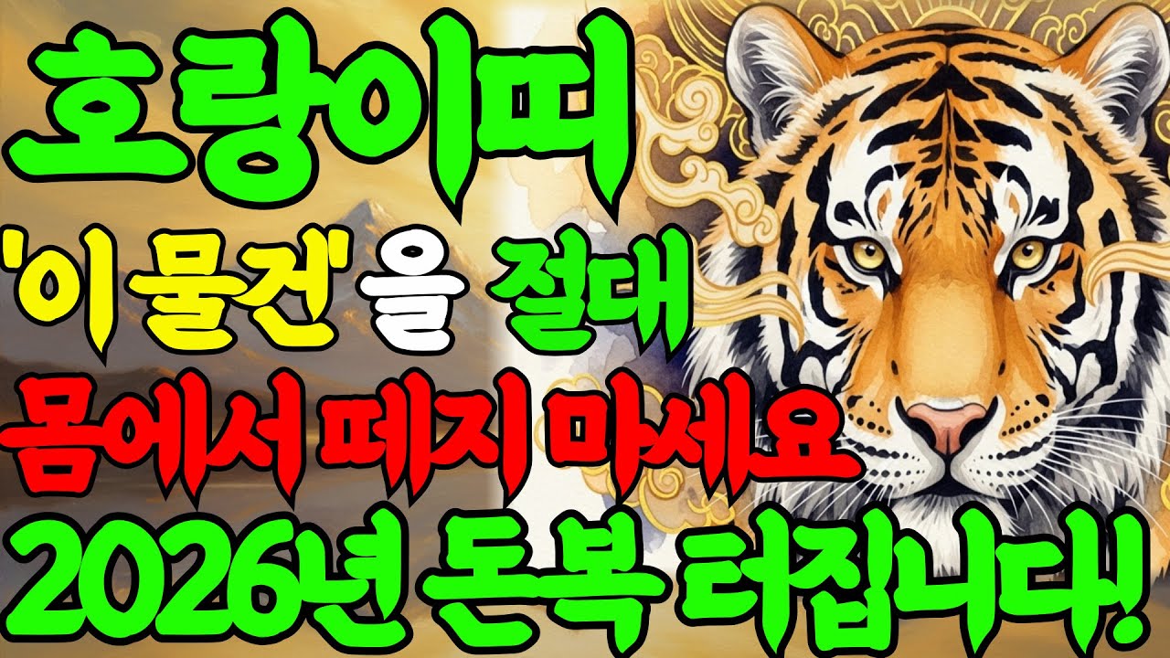 호랑이띠 무조건 이런 '옷' 입으세요! 2026년 돈복 쏟아집니다! 재물복 터지는 '이 물건' 쪽박차게 하는 '이물건'  부자되는 개운법!!