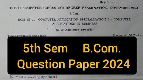 C.A.S.  1-  COMPUTER APPLICATIONS IN BUSINESS        |          5th Sem   B.Com.    2024  #calicut