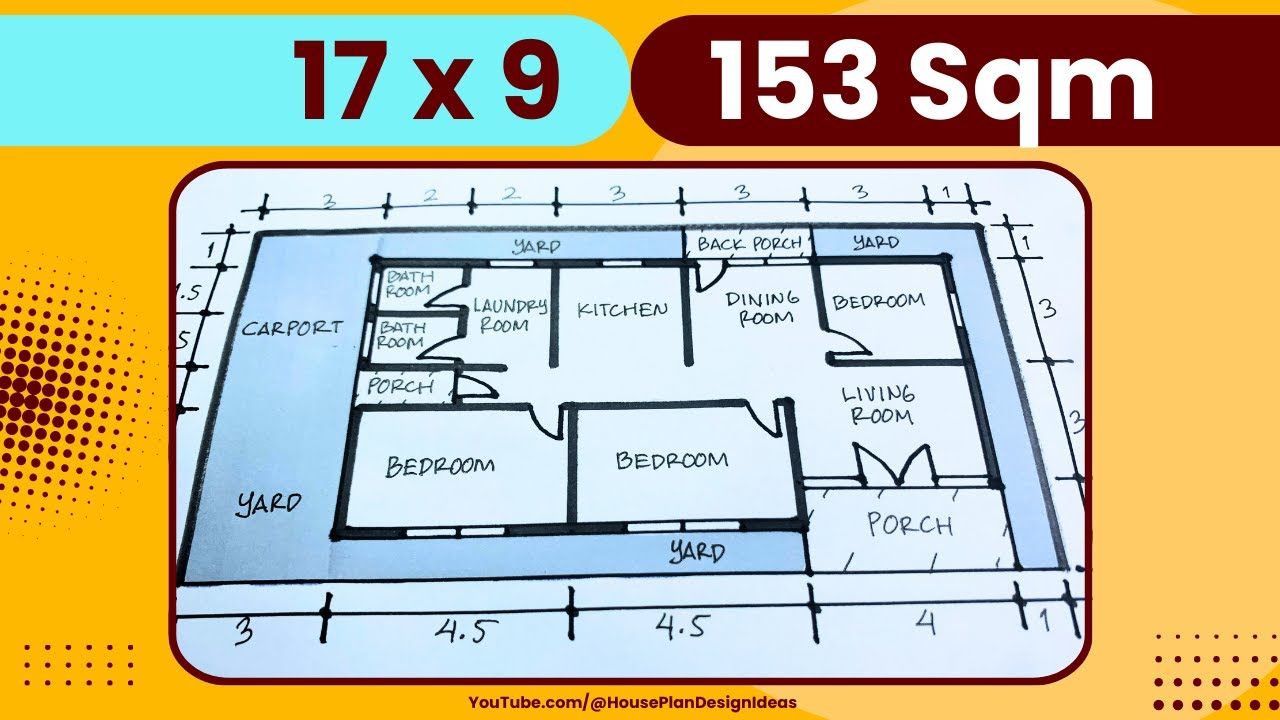 17x9 House Plan Design 153 square meter 3 Bedroom - YouTube