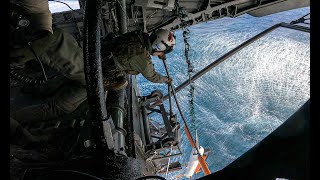 4K GOPRO AVIATION B-ROLL - US Navy MH-53E "Sea Dragon" AN/AQS-24B stream and recovery, 08Dec20