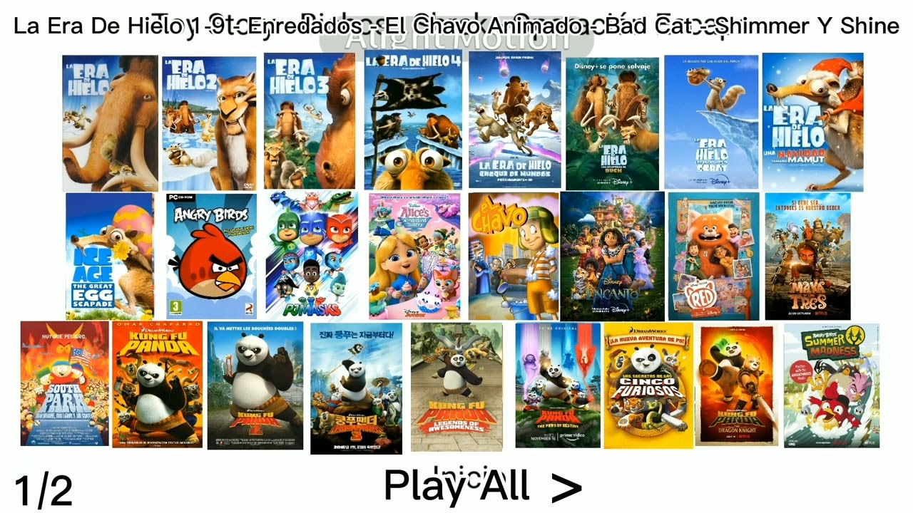 La Era De Hielo 1-9 - Enredados - El Chavo Animado - Bad Cat Shimmer Y Shine 38 En 1 DVD Menu Pirata