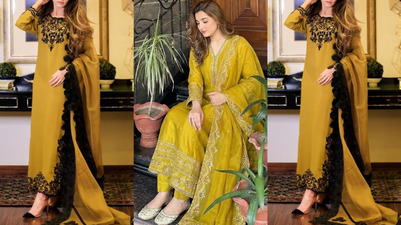 New Treading Stylish Mustard Colour Suit Design 2026। Eid Special Latest Design Collection 