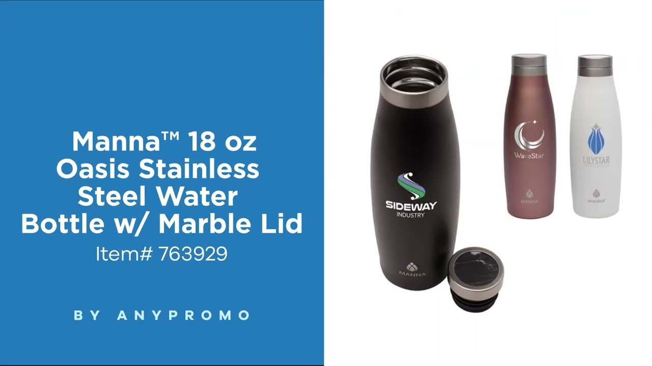 Promotional Manna™ 18 oz Oasis Stainless Steel Water Bottle w/ Marble Lid  $21.98