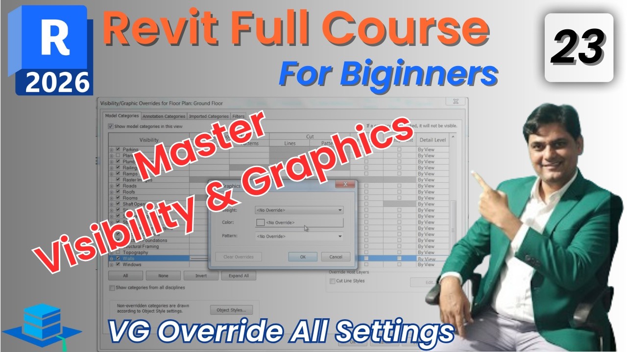 #23 Revit 2026 Tutorial for Beginners | Visibility & Graphics Override ...