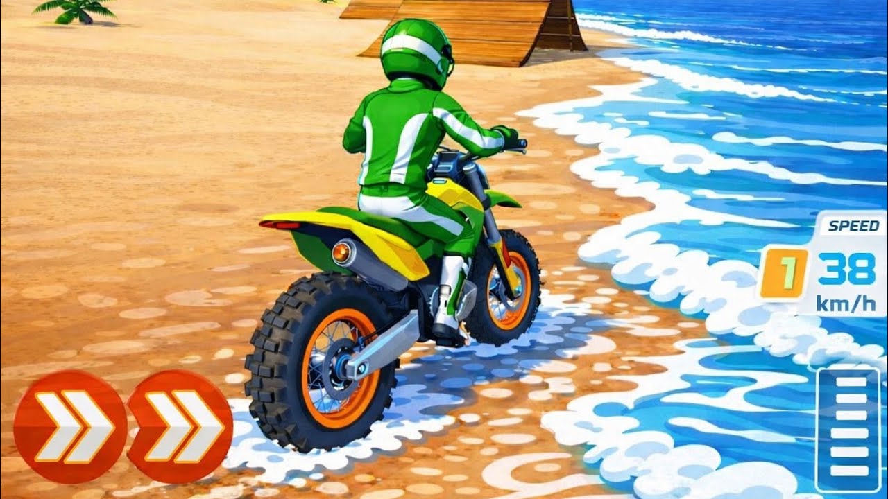 Motocross Bike Beach Track Stunt Race - Bike Simulator Game For Kids - Android Gameplay