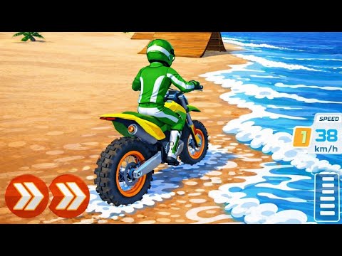 Motocross Bike Beach Track Stunt Race - Bike Simulator Game For Kids - Android Gameplay